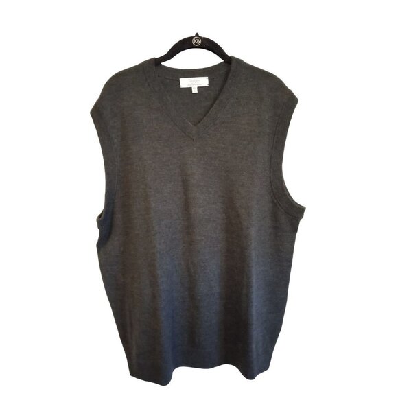 Turnberry Men's Dark grey 100% Extra fine Merino Wool Vest